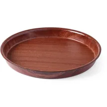 HENDI Serviertablett, in Holzoptik rund, mit hohem Rand, Rutschfester Gummibeschichtung, Schock- und bruchfest, Gastro Tablett, Tablett, ø320x(H) 35mm,