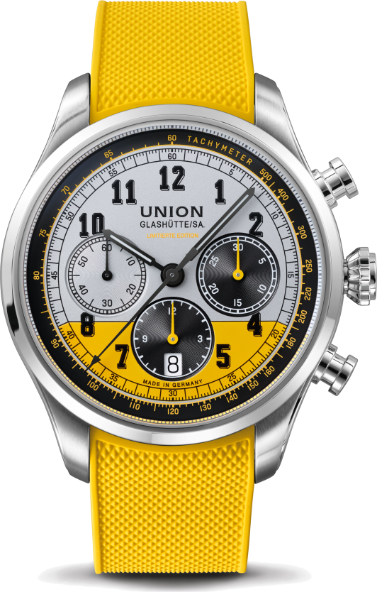 Union Glashütte Belisar Chronograph Speedster Limitierte Edition" D009.427.16.032.09" - silber matt/gelb,gelb - 44mm