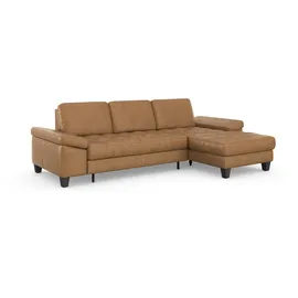 sit&more Ecksofa SIT & MORE "Westham L-Form", braun (cognac), B:275cm H:88cm T:172cm, 100% Polyester, Sofas, Ecksofa, Recamiere, mit oder ohne Bettfunktion, Bettkasten, Füße wengefarben