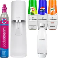 Wassersprudler SodaStream Terra White + 1 Flasche, Weiß, 1L + Pepsi-Sirupe, Mirinda, 7UP - Weiß