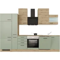 Flex-Well Küchenzeile Cara 310 cm grün matt - Artisan Eiche