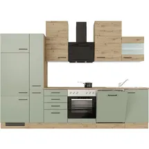 Flex-Well Küchenzeile Cara 310 cm grün matt - Artisan Eiche