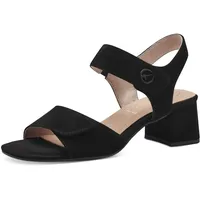 TAMARIS COMFORT Damen Sandalen mit Absatz aus Leder mit Klettverschluss, Schwarz (Black Suede), 38 EU