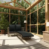 Ankonbej 2-tlg. Garten-Lounge-Set mit Auflagen Poly Rattan Grau