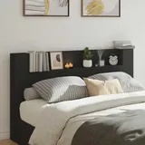vidaXL Kopfteil mit Regal Schwarz 180 x 16,5 x 103,5 cm Holzwerkstoff