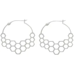 Gemshine Ohrringe 'Bienenwabe' silver coloured Grau Damen 