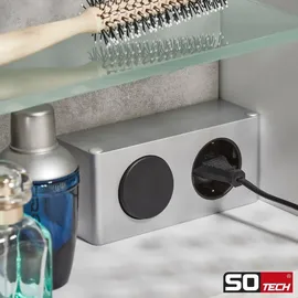SOTech Steckdose für Spiegelschränke silbergrau Stromversorgung für 12V LED Beleuchtung