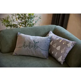 done.® Dekokissen "Santa's Comming", grau (grau, bestickt), B:40cm H:1cm L:60cm, Polyester, Dekokissen_Sitzkissen_Kissenhüllen, Velourstoff Anthracite