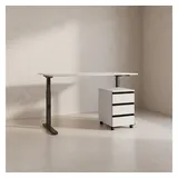 KADIMA DESIGN Büromöbel Set 2-teilig | Schreibtisch 180x80cm & Rollcontainer Greige/Schwarz | Einstellbar 68-91 cm & Soft-Close | Made in Germany Kadima Design