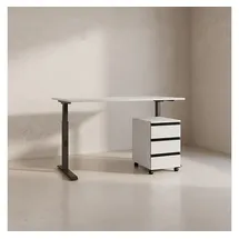 KADIMA DESIGN Büromöbel Set 2-teilig | Schreibtisch 180x80cm & Rollcontainer Greige/Schwarz | Einstellbar 68-91 cm & Soft-Close | Made in Germany Kadima Design