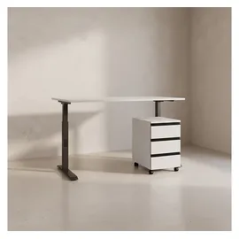 KADIMA DESIGN Büromöbel Set 2-teilig | Schreibtisch 180x80cm & Rollcontainer Greige/Schwarz | Einstellbar 68-91 cm & Soft-Close | Made in Germany Kadima Design