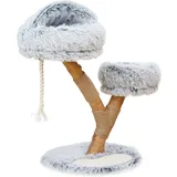 fudajo Kratzbaum Zweigdesign mit Katzenhöhle 80 cm, Creme, Grau), Katzenbaum