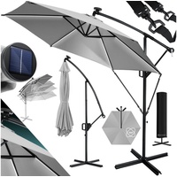 KESSER KESSER® Alu Ampelschirm LED Solar + Abdeckung mit Kurbelvorrichtung UV-Schutz Aluminium mit An-/Ausschalter Wasserabweisend - Sonnenschirm Schirm Gartenschirm