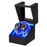 ANWBROAD Uhrenbeweger für Automatikuhren, 4 Modi, Doppelte Automatikuhren-Bewegungsbox mit LED-Kristalldesign, drehbares Uhrengehäuse mit superleisem Motor und Typ-C-Adapter, JWW007C