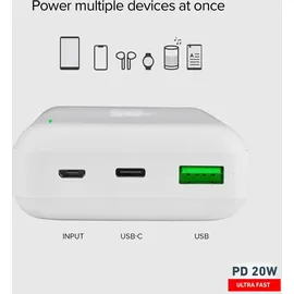SBS Powerbank 20.000 mAh, Weiß