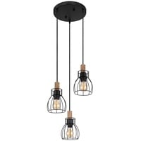 GLOBO Hängeleuchte Vintage Pendelleuchte Esstischlampe Holz Retro Käfigschirme, Metall