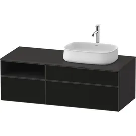 Duravit Zencha Konsolenwaschtischunterbau, 1300x550mm, 2 Auszüge, - Schwarz Linienstruktur (Glas)/Korpus: Graphit