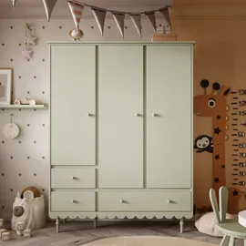 lookway Kleiderschrank BABUSHKA 3-türig Buche olivgrün