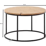 FineBuy Couchtisch FineBuy Wohnzimmertisch 70x70x45 cm Holz Metall Sofatisch Tisch Rund