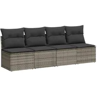 vidaXL Gartensofa 4-Sitzer Loungesofa grau