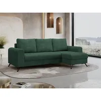 MKS Meble Ecksofa Wohnzimmer aus Cordstoff mit Schlaffunktion - HUGO-lin - Grün - Grün