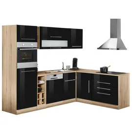 kochstation Winkelküche L-Form 260 x 190 cm schwarz