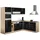 kochstation Winkelküche L-Form 260 x 190 cm schwarz