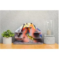 Maas Packaging, Kinderregal, Tonie Regal - stabile Wellpappe - Vulkan mit Dinosaurier (50 x 25 x 37 cm)