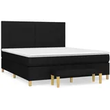 vidaXL Boxspringbett mit Matratze Schwarz 180x200 cm Stoff