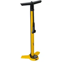 BBB AirSteel Luftpumpe für Fahrrad | Standpumpe mit Manometer | Handpumpe mit DualHead 3.0 | Gelb, 670 mm