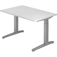 Hammerbacher Schreibtisch C-Fuß 120x80cm Weiß / Silber