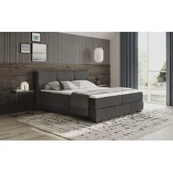 Boxbett INOSIGN "Brewdley mit Bettkasten, inkl. Matratze", schwarz (savona 21 schwarz), B:205cm L:215cm, Komplettbetten, Topper und Zierkissen, in verschiedenen Härtegraden verfügbar