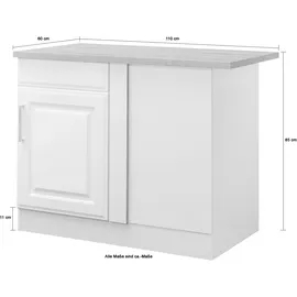 kochstation Eckunterschrank KS-Stockholm 110 x 60 x 85 cm Grau