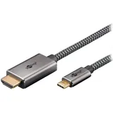 goobay USB-C zu HDMI Kabel 2 m Schwarz/Silber