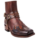 ORANDESIGNE Herren Western Cowboystiefel Vintage Westernstiefel Klassischer Cowboy Stiefeletten Halbhoch Schlupfstiefel Retro Reiterstiefel Winterstiefel rutschfest PU Lederstiefel F Kaffee 43 EU - 43 EU