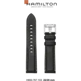 Hamilton Leder Khaki Aviation Band-set Leder-schwarz-22/20 H690.767.103 - schwarz