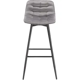 Woltu Barhocker Barstuhl Hocker Tresenhocker Bistrohocker mit Fußstütze Samt Metall, Dunkelgrau -