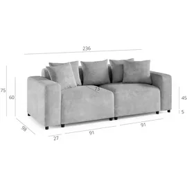 Fun Möbel 3-2-1 Garnitur Stoff 3-Sitzer + 2-Sitzer Beige
