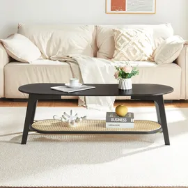 [en.casa] Couchtisch Taivalkoski Schwarz Bambus 120 x 43 x 40 cm