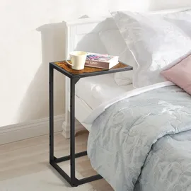 luxuskollektion 2er-Pack Beistelltische Holz-Metall C-Form Wohnzimmer