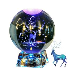 Kristallkugel mit Lampenfassung 3D Lasergravur Dekorationskugel, Klarglaskugel, Weihnachtsgeschenk