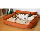 BORN2REST Orthopädisches Hundebett Rocky Visco-Matratze Hundsofa L-XXL für große Hunde maschinenwaschbar Europäischen Union hergestellt (Orange, XXL 133 x 114)