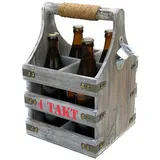 DanDiBo Ambiente DanDiBo Bierträger mit Flaschenöffner Flaschenträger 4 Takt 96034 Flaschenkorb aus Holz 4er Bier
