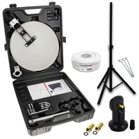 PremiumX Camping SAT Anlage Satelliten-Schüssel Stativ Single LNB 10m