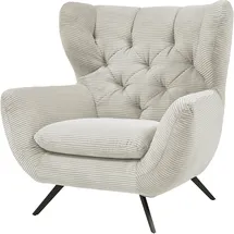 Candy Sessel 3C CANDY "Beatrice Ohrensessel mit Knopfheftung im Rücken", grau (hellgrau), B:100cm H:106cm T:95cm, Samt-Optik (100% Polyester), Sessel, Sessel, bequemer Retro Solitärsessel auch in Cord und Fellimitat