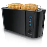 Arendo Toaster Edelstahl, mit Brötchenaufsatz, Display - Touch, wärmeisoliert, verschiedene Schlitze