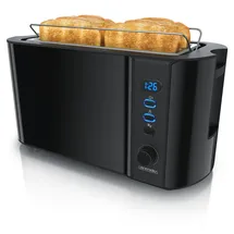Arendo Toaster Edelstahl, mit Brötchenaufsatz, Display - Touch, wärmeisoliert, verschiedene Schlitze