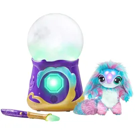 Magic Mixies 14690 Magische Kristallkugel mit Nebelfunktion & 20 cm großem interaktivem Plüschtier über 80 Geräusch, Reaktionen & Lichteffekte, blau