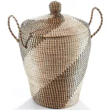 Flechtkorb LOCKER, beige (natur), H:60cm Ø:45cm, Seegras, Aufbewahrungsboxen, Flechtkorb