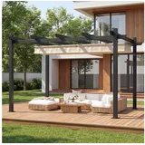 HOMALL Pavillon Pergola 3x3/3x4m Gartenpavillon Pavillon mit Aluminiumrahmen, (Terrassenüberdachung mit Magnetbefestigung für Garten), Manuell verstellbares Schiebedach 300 cm x 400 cm